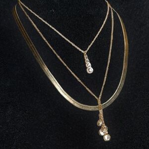 Dainty Elegant Gold Tone Necklace Bundle